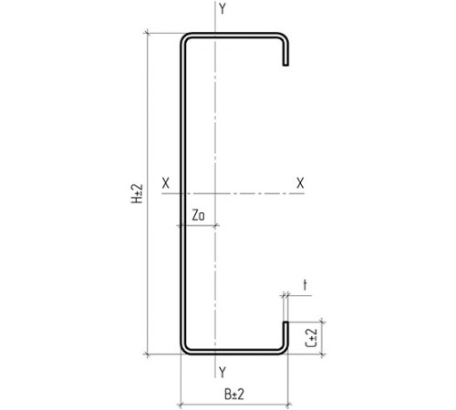 С-образный профиль 100x45x3000-1,0 мм, оцинкованный